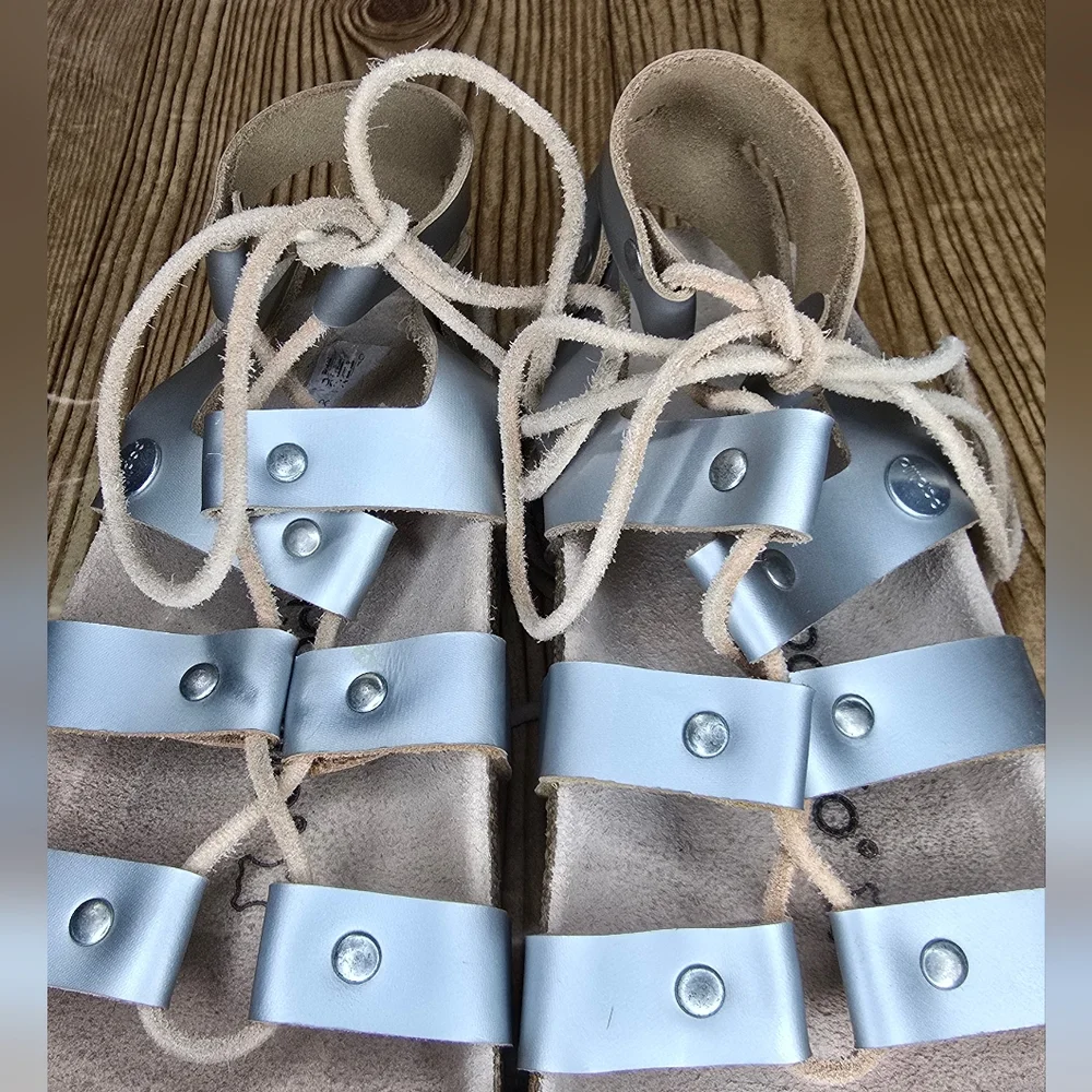 Birkenstock Papillio‎ Womens Cleo Gladiator Leather Sandals Silver 37 L6 M4